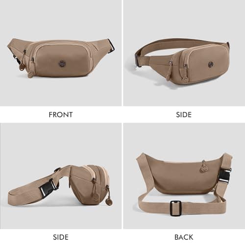 Waterproof Bum Bag for Women with Adjustable Belt, 3-Zipper Pockets, Lightweight Large Capacity Waist Bag, Bumbags for Ladies for Travel Running Daily Use (Khaki) — view 5