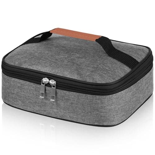 lohey Insulated Lunch Bag for Men Women Kids, Small Lunch Box Adults Cool Bag with Handle, Portable Thermal Cooler Box Bag for Work, School, Picnic Outdoor (Gray)