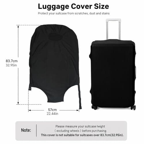 Kemay Elastic Black Luggage Cover for 26-29 Inch Suitcase, Washable Anti-Scratch Dustproof Trolley Case Protector with Reserved Openings, Durable Travel Baggage Sleeve — view 2