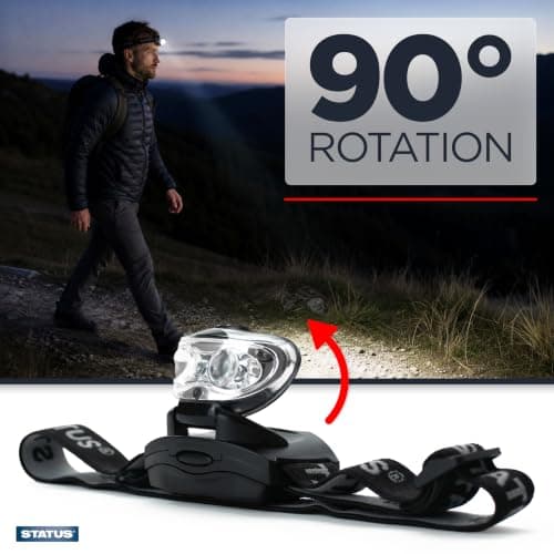 Status LED Head Lamp | Multi-Purpose Black Head Torch - Pack of 3-3xAAA Batteries (Included) | Running, Camping | Infrared and White Light | S3LEDHL1PKB6 — view 2
