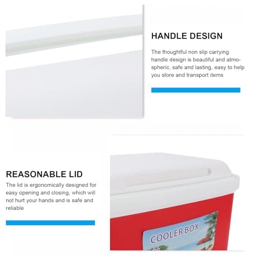 Hidyliu 8L Insulated Portable Cooler, Professional Hard Cooler Box with Portable Handle for Camping Picnic Beach Fishing Travel (Red) — view 6