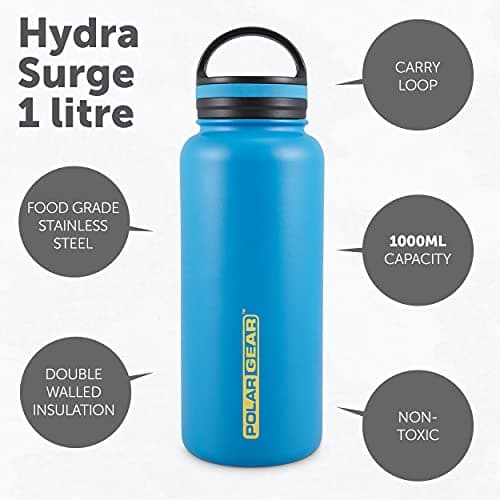 Polar Gear 1L Insulated Water Bottle - 2 Lids - Leakproof Stainless Steel — view 2
