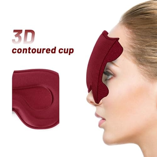 Sleep Mask for Men Women, 3D Eyelash Extensions, Opaque Sleep Mask for Travel, Eyeshadow Cover with Adjustable Strap (Red-3D) — view 3