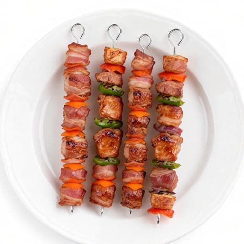 20 Pack Metal BBQ Skewers, 30cm Stainless Steel Kebab Sticks — view 2