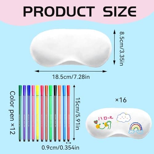 Pengshow Sleepover Party Supplies for Girls, DIY White Eye Masks, 16PCS — view 2
