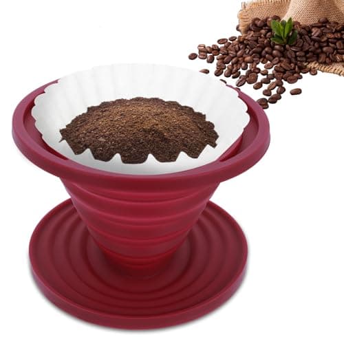 Larrel Pour Over Coffee Maker Portable Coffee Maker Foldable Reusable Pour Over Coffees Dripper Travel Camping Coffees Makers Manual Silicone Filter for Backpacking Camping Hiking Home Office