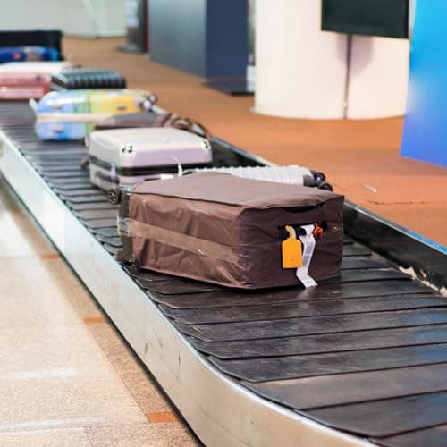 PATIKIL Suitcase Tags, Sky Blue Leather Luggage Name Tags Travel Accessories Airplane Essentials with Private Protection for Flying Hotel Check in Luggage Bags Men Women, 1 Pcs — view 4