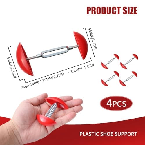 Ignara 4pcs Adjustable Shoe Width Stretchers for Women Shoes Widener Extender Mini Shoe Trees Shape Holder Achieve Fit for Stretching Shoes High Heels Sandals Leather Relieve Tightness Red — view 2