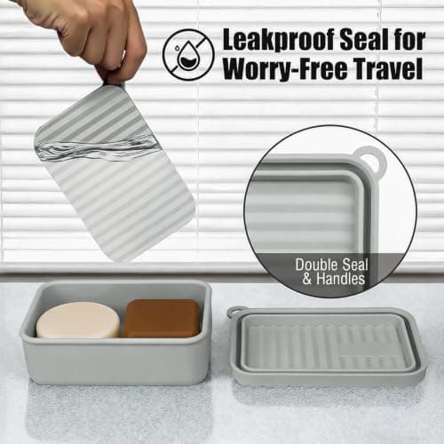 AIDIMMING Extra Large Leakproof Silicone Travel Soap Case (Deep Gray) — view 3
