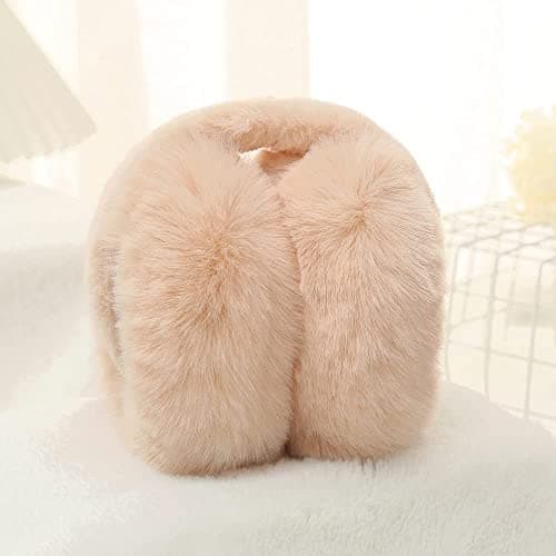 IHCEMIH Ear Muffs, Women Earmuffs Winter Accessories Fluffy Plush Foldable Adults Outdoor Thermal Ear Warmer Skiing Running Ears Covers Protector from Wind Cold Fashion Gift for Girls Ladies Beige — view 6