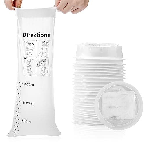 TonJin 25Pack Disposable Sick Bags for Car Travel, 1500ml White High Density Leak Resistant & Portable Travel Sickness Vomit Bags with Snap for Pregnant Women Car Bus or Aircraft