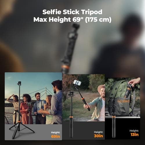 K&F CONCEPT 69"/175cm Phone Selfie Stick Tripod with Phone Holder — view 5