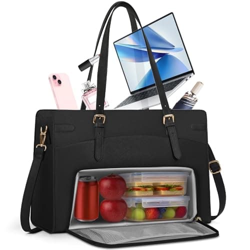 RAINSMORE Laptop Bags for Women with Insulated Lunch Compartment Work Bag