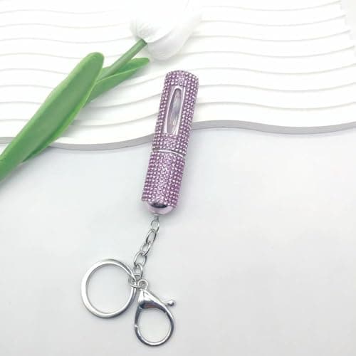 Refillable Perfume Bottle with Keychain, 5ml Crystal Portable Perfume Spray Bottle, Empty Press Head Key Ring Perfume Atomizer for Travel(Red) — view 3