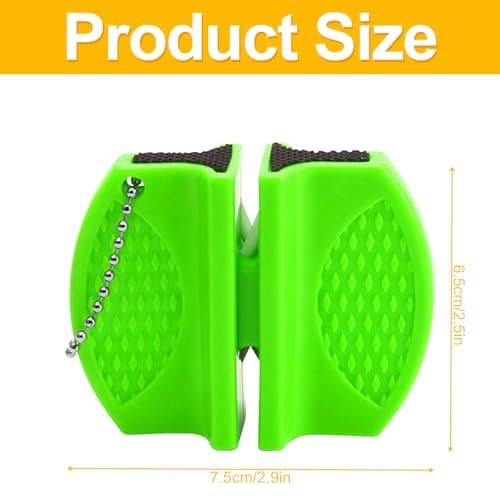 Rrumyve Portable Double-Sided Knife Sharpener, Small Hanging Design Comfortable Kitchen Knife, Mini Kitchen Knife Sharpener, for Family, Camping Tours or Outdoor Survival (Green) — view 2