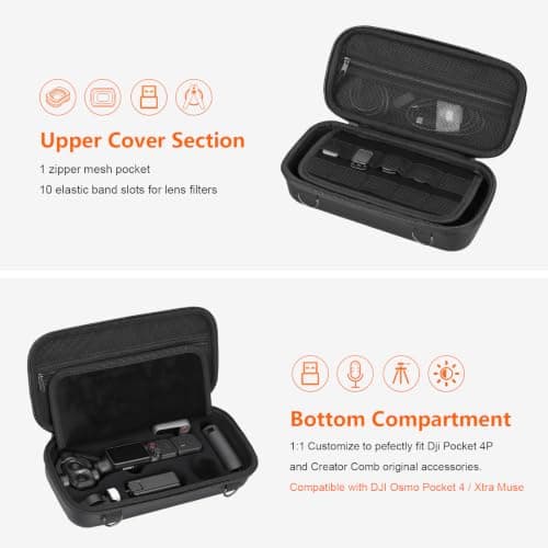 AMAZEAR Carry Case for DJI OSMO Pocket 4 Pro Accessories, Black — view 3