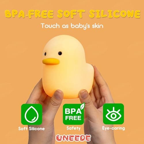 UNEEDE Duck Night Light for Kids, Cute Silicone Baby Lamp Touch Control — view 2