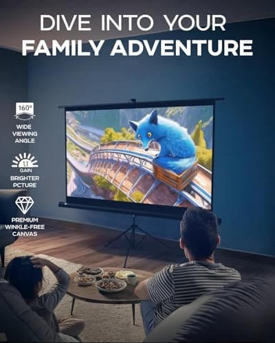 PropVue Projector Screen with Stand 84 inch - 16:9 HD Premium Wrinkle-Free Tripod Screen for Projector with Carry Bag and Tight Straps — view 2
