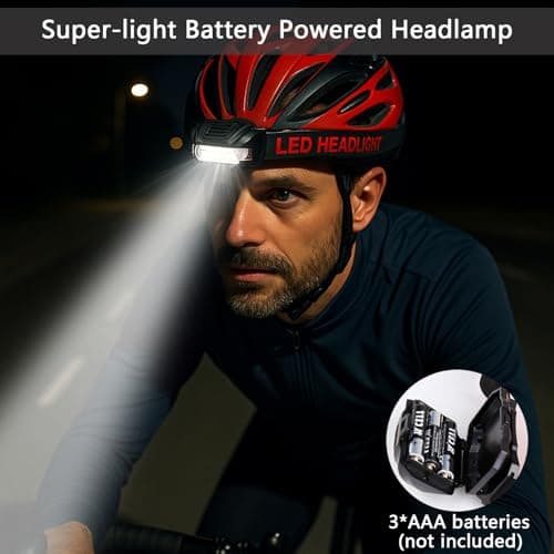 Head Torch, Xndryan Ultra Bright COB LED Head Torch Battery Operated Lightweight Headlamp, 3 Lighting Modes, Adjustable Strap, Waterproof Headlight for Camping, Hiking, Cycling, Running, Reading — view 5