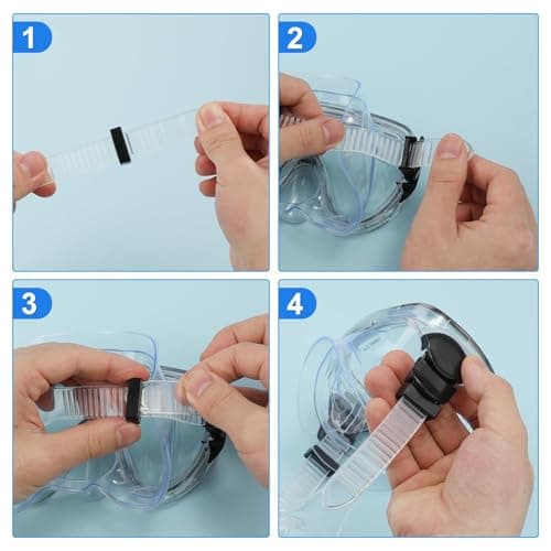 2Pack Silicone Diving Mask Straps, Black&Clear Replacement Mask Band — view 5
