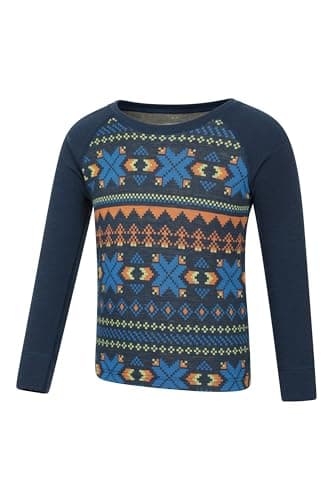 Mountain Warehouse Jacquard Kids Unisex Merino Base Layer Set - Quick Wicking, Quick Drying, Boys & Girls, Baselayer - Best for Camping, Outdoors, Travelling Dark Blue 9-10y — view 5