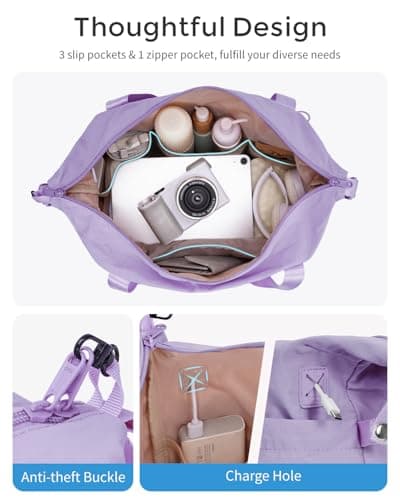 ECOHUB for Ryanair Cabin Bags 40x30x20, 24L Underseat Hand Luggage Bag, Recycled Lightweight Carry On Bag with Charge Hole, Water-Resistant Overnight Hospital Weekend Bag for Women, Lavender — view 3