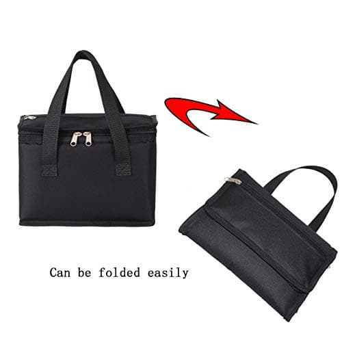 TEAMOOK Foldable Lunch Bag Insulated Lunch Box Water-Resistant Leakproof Soft Cooler Bag Black 8-10 cans — view 2
