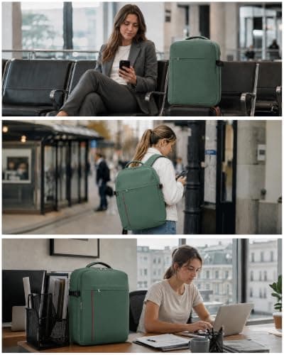 Kono EasyJet Cabin Bag 45x36x20, 32L Underseat Travel Backpack Green — view 6