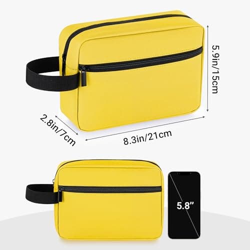Elviros Travel Toiletry Bag for Women and Men, Lightweight Makeup Bag Hanging Dopp Kit with Shaving Compartment Cosmetic Organizer Small Tool Travel Essentials, Gifts for Men & Women, Bright Yellow — view 5