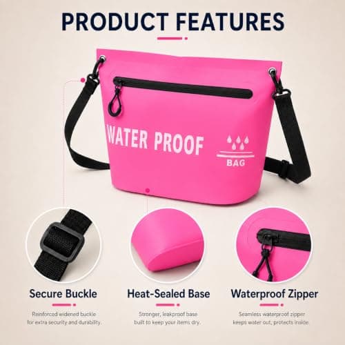 AURALIN Waterproof Dry Bag 4 L Rose PVC Airtight Zip Shoulder Strap — view 3