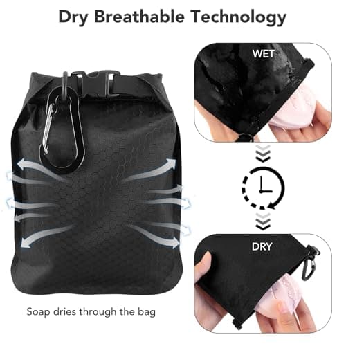 Uliya Travel Soap Bag Waterproof Leakproof Soap Dishes Case Box (Black) — view 2