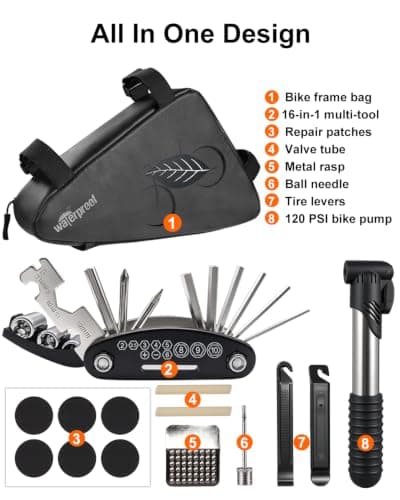 NDakter Bike Frame Bag with Repair Kit: Bicycle Tool Kit with Pump & 16-in-1 Multitool, Emergency Cycling Accessories for Mountain and Road Bikes — view 2