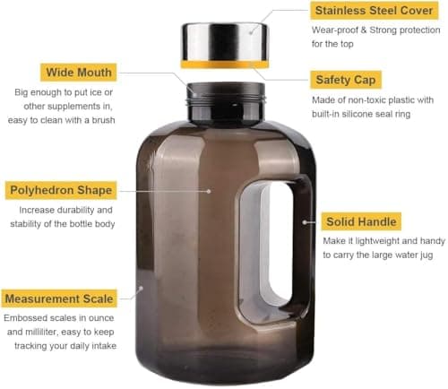VENNERLI Water Bottles 2.2l Sports Water Bottle with Time Markings - BPA Free Xl Jug Leak Free Large with Handle Durable Reusable for Gym, Training, Hiking, Travel, Office, School — view 2