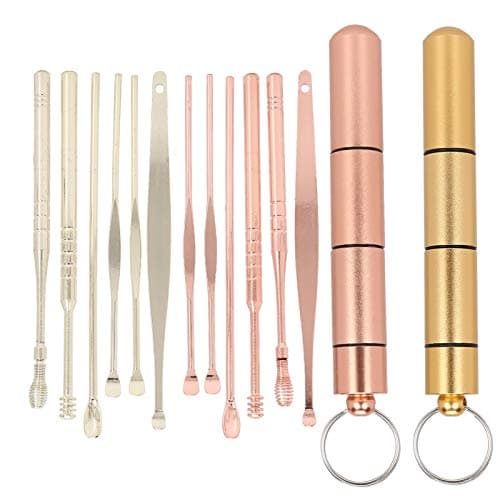 Fabater Earwax Remover Kit, Stainless Steel, 12 Pcs (Rose Gold+Gold) — view 2