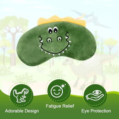 Alaoo Travel Pillow, Removable Memory Foam Kids Travel Pillow with Zips, Convenient & Portable U Shaped Neck Pillows with Cute Eye Mask for Adults Children for Home, Office, Sleeping (Green Dinosaur) — view 6