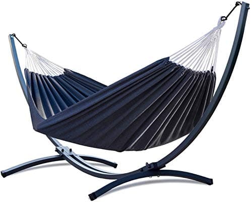 Portable Outdoor Canvas Hammock Stand Camping Sleeping Swing Hanging Bed Colorful Multifunctional Cotton Fabric Travel Hammock Chair Bed GARDEN PATIO (GRAPHITE)