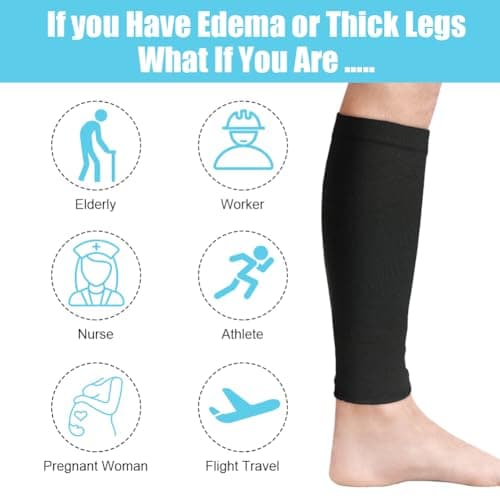 ACWOO Calf Support Compression Sleeves for Women Men, 1 Pair 15-21mmHg Class 1 Shin Splints Brace Support for Torn Muscle Pain Relief, Cramps, Sprains, Footless Leg Socks for Running Sports Flight — view 6