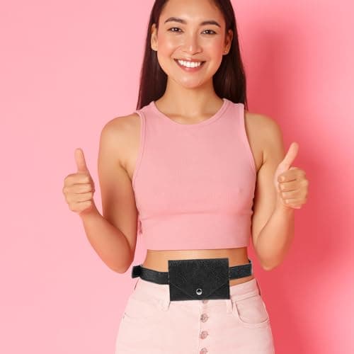 Waist Bag Artificial Leather for Running Black Fanny Pack — view 6