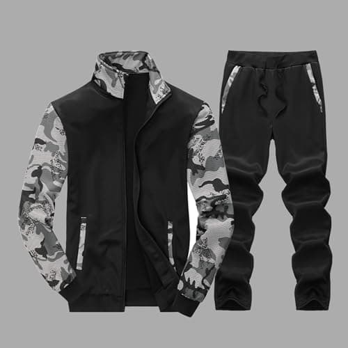 Mens Camo Jacket Tracksuit Military Sportswear Joggers Street Outfit — view 2
