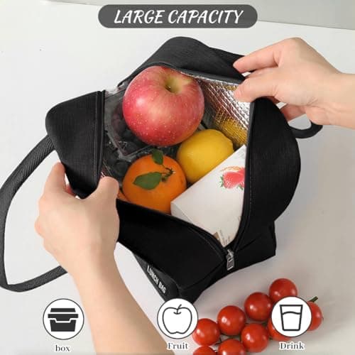 Aucuu Lunch Bag, Insulated Lunch Bag, Waterproof Leak-Proof Lunchbag, Foldable Picnic Bag, Lunch Cooler Bags for Women, Men, Kids and Students Travel Picnic School — view 3