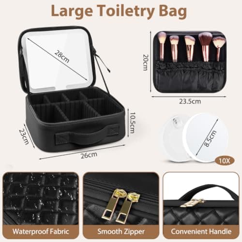 OSDUE Makeup Bag with LED Mirror, Cosmetic Organizer Case — view 2