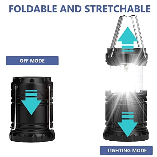 Jsdoin Camping Lights, 2 x Camping Lantern Battery Operated Portable LED Camping Lamp with Foldable Hook, Tent Lights Waterproof Outdoor Hanging Lamp for Emergency, Hiking, Camping, Black — view 2