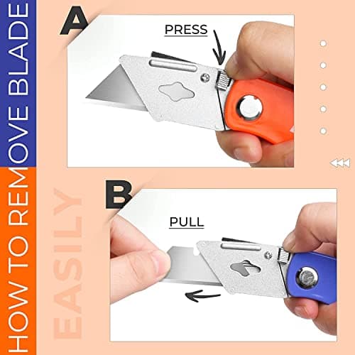 Shark-Tuff® Heavy Duty Folding Utility Knife with 10 Spare SK5 Blades | All Metal Sharp Craft Tradesman Camping Pocket Knife Cardboard Box Cutter with Belt Clip & Safety Lock UK Legal — view 6