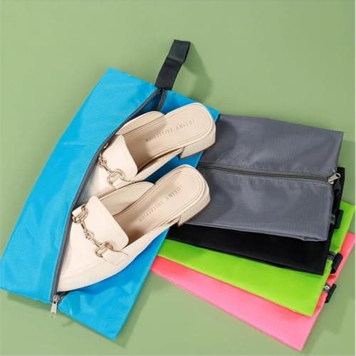 CJWLKJ 6Pcs Multi-Size Travel Shoe Bags Portable Travel Gifts Shoe Organizer with Zipper Closure, Waterproof Nylon Shoe Storage Organizer with Handle Travel Bags for Men and Women, Blue — view 5