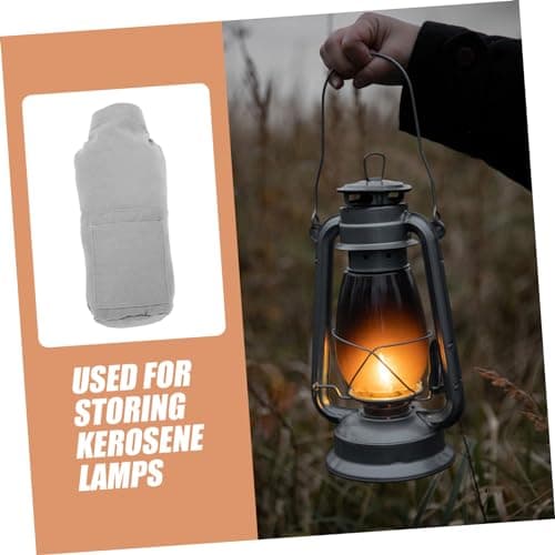 DECOMELODY Portable Outdoor Camping Oil Lantern Organizer Bag with Sturdy Buckle Wear-resistant Canvas Pouch for Kerosene Lamp Storage and Travel Convenience Grey — view 5