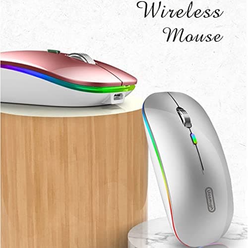 Uiosmuph G12 Wireless Mouse for Laptop, Rechargeable Mice, Silent-Rose Gold — view 4
