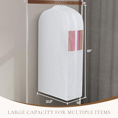 Univivi Premium Cotton Garment Bags, 60 In Dress Bags Covers, 2 Pack — view 6