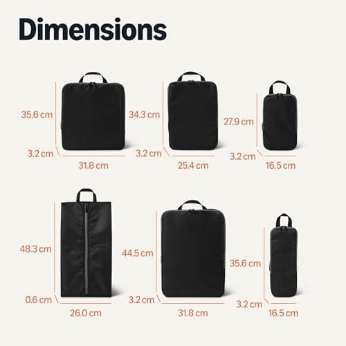 Amazon Essentials Ultralight Compression Packing Cubes, Recycled Fabric, 2 Zippers, 6-Pack, Black, for Suitcases or Backpacks — view 5