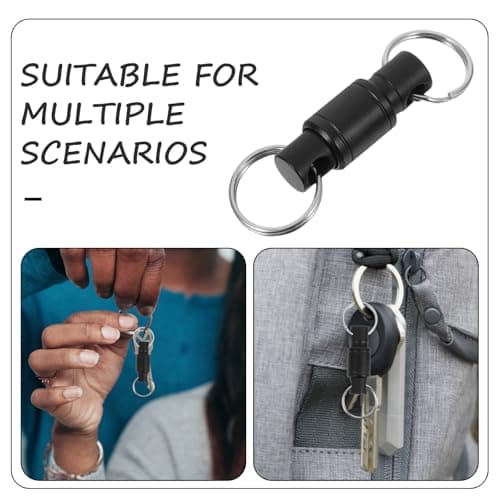 GALPADA Titanium Alloy Keychain Quick Release Swivel Keychain Black Dual Quick Release System Keyring for Flashlights and Keys Travel and Purse Accessory — view 3