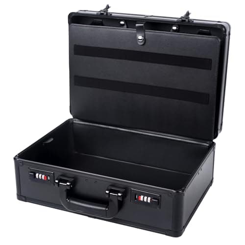Barber Carrying Case, Portable Hairdressing Tool Box with Handle & Combination Lock, Stylist Travel Organizer for Clippers Scissors Combs Brushes, Black 40 x 31 x 16cm
